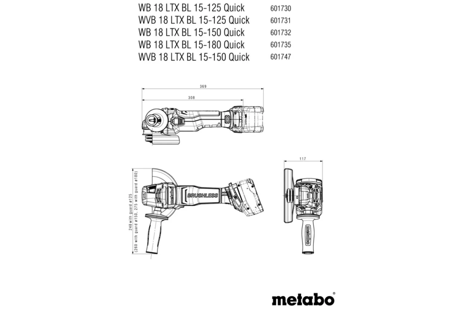 Akumulatorowa szlifierka kątowa Metabo WB 18 LTX BL 15-125 Quick