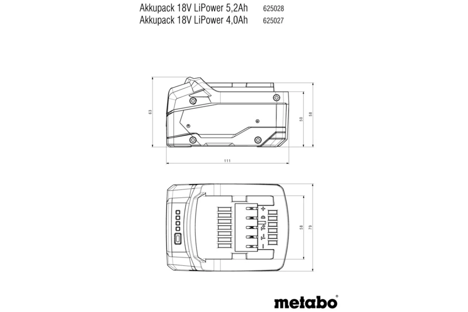Akumulator 18V/5,2Ah, Li-Power Metabo 625028000