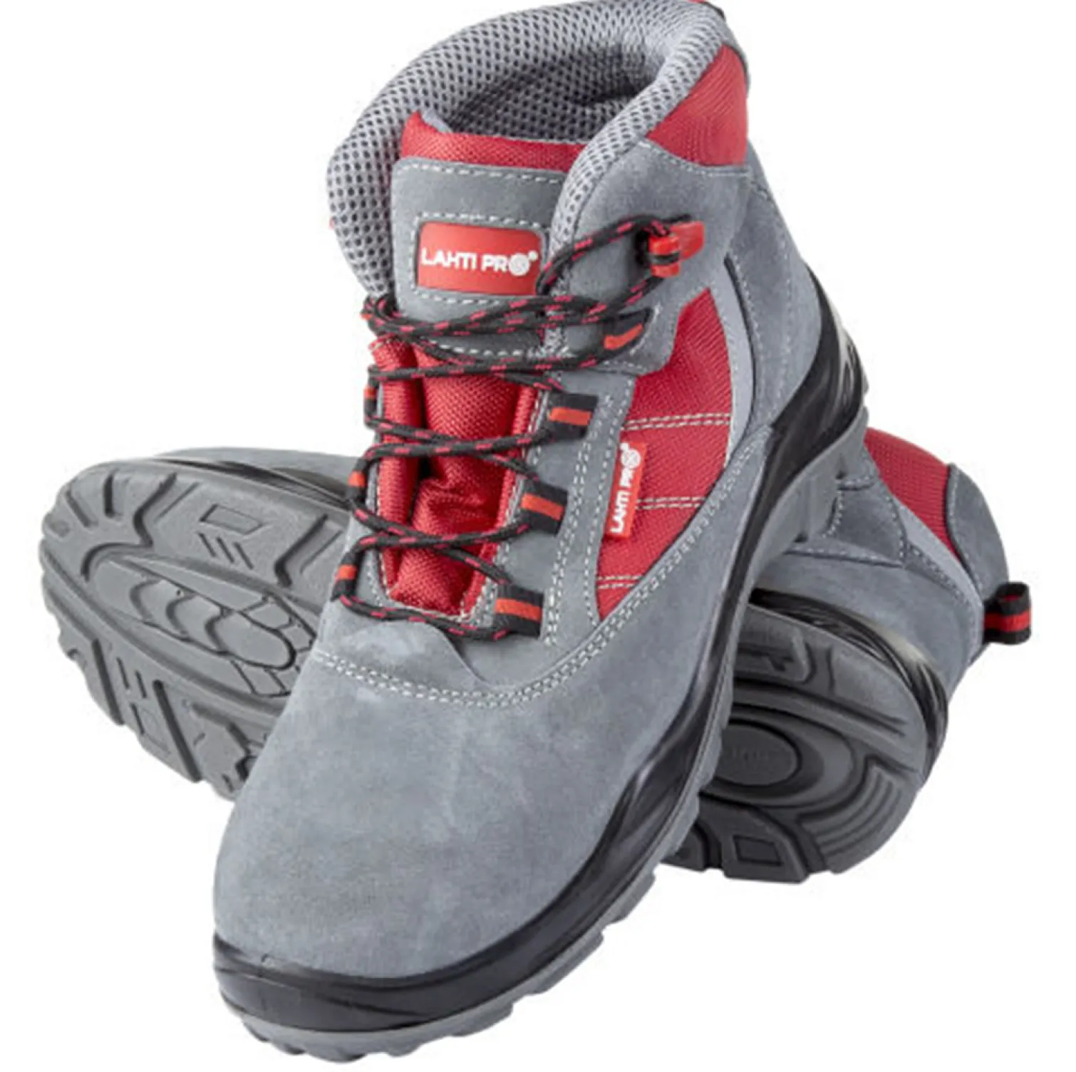 Buty zamsz/oxford szaro-czerwone, s1p src, 40 Lahti Pro L3011940
