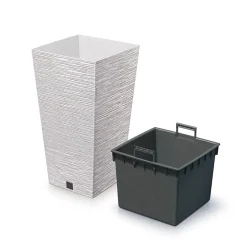 Doniczka biała FURU SQUARE ECO WOOD 35 l Prosperplast DFSH300W-S449W