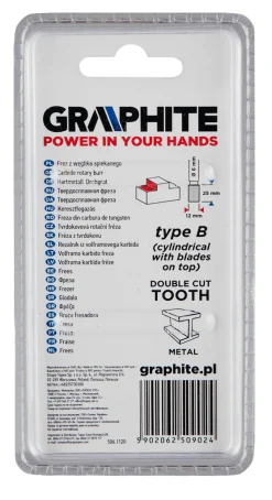 Frez do metalu HM, typ B 12x25mm Graphite 55H358