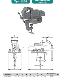 Imadło ślusarskie 1256-63 przenośne obrotowe Bison S.A. 5907412038285