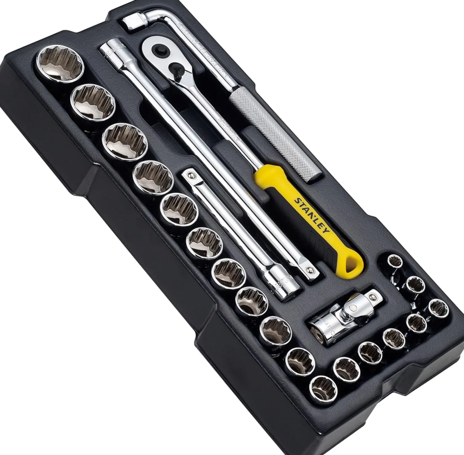 Klucze nasadowe 1/2" 12-kątne, wkład do Transmodule, zestaw 23 elementów Stanley STMT1-74726