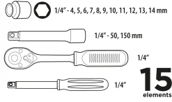 Klucze nasadowe 15szt. Top Tools 38D525