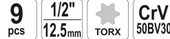 Klucze nasadowe Torx CR-V E10-E24 9szt. Yato YT-0521