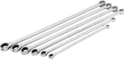 Klucze oczkowe z grzechotką, długie, zestaw 6 szt., 8 - 19 mm, miękkie etui Neo 09-370