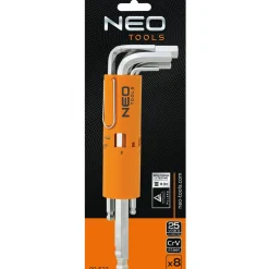 Klucze sześciokątne, długie, kuliste 2.5-10mm, zestaw 8szt. Neo 09-523