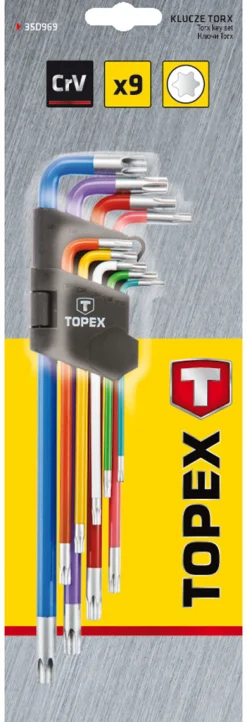 Klucze Torx T10-T50, 9szt., kolorowe Topex 35D969