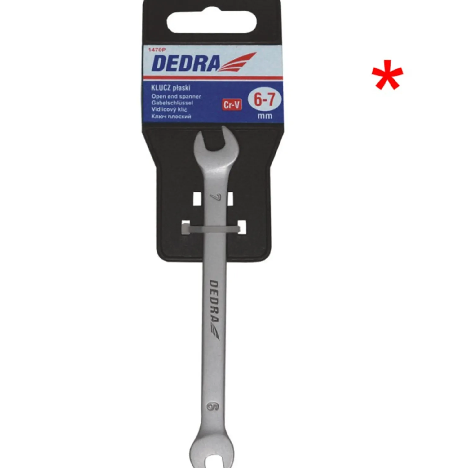 Klucz płaski CrV 24 x 27 mm z przywieszką Dedra 1481P