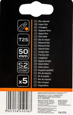Końcówka wkrętakowa T25, 5szt. Neo 09-585