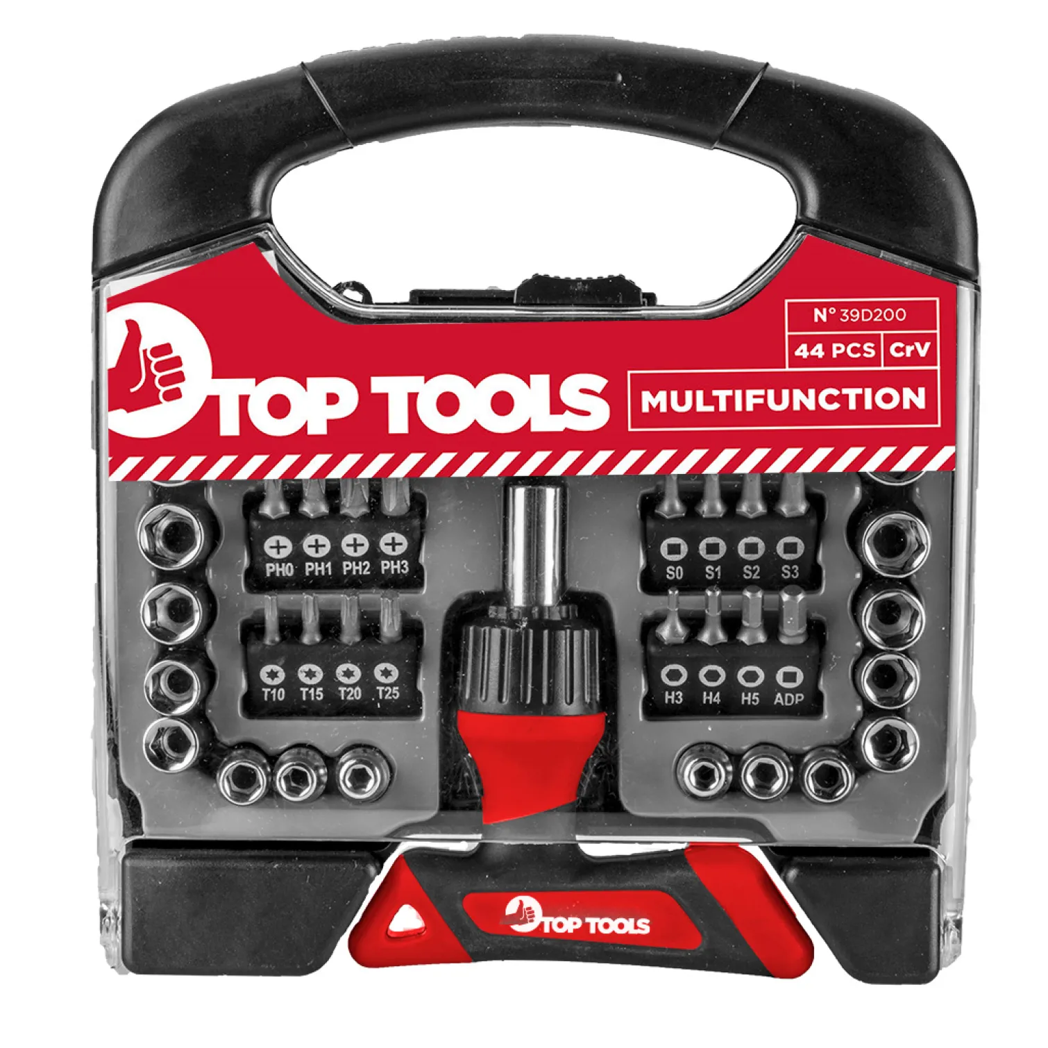 Końcówki wkrętakowe z uchwytem, 44szt. Top Tools 39D200