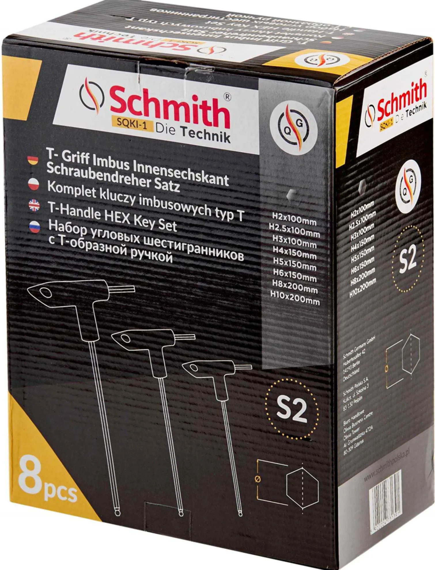 Komplet kluczy imbusowych typ t 8 szt Schmith SQKI-1