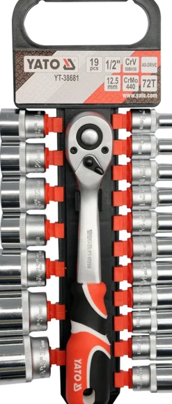 Komplet nasadek 1/2" z grzechotką (19szt.) Yato YT-38681