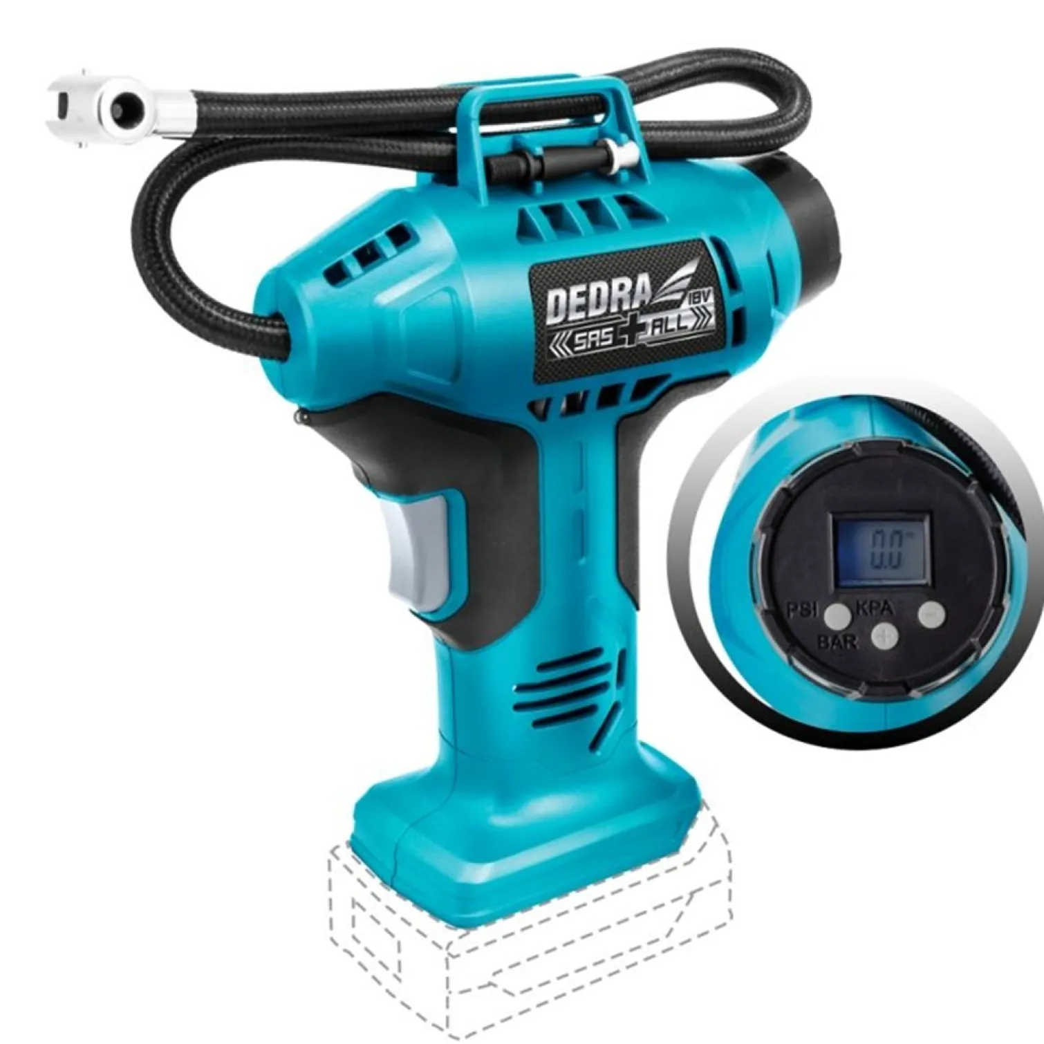 Kompresor pistoletowy Dedra SAS+ ALL 18V DED7078LCD