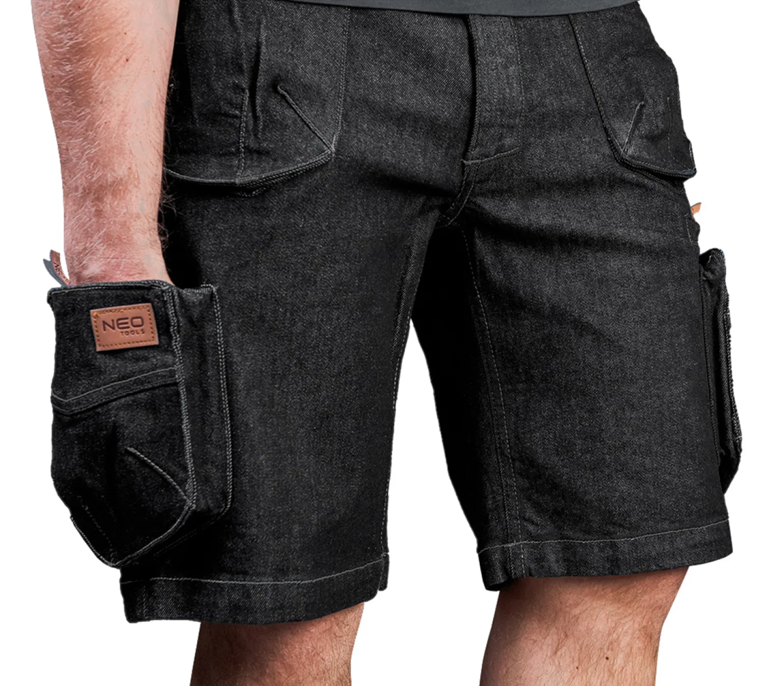 Krótkie spodenki robocze DENIM, czarne, rozmiar L Neo 81-273-L