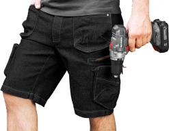 Krótkie spodenki robocze DENIM, czarne, rozmiar S Neo 81-273-S