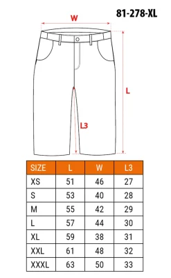 Krótkie spodenki robocze HD Slim, pasek Neo 81-278-XL