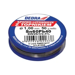 Lut z topnikiem, 1.0mm, 50g, 60%SN, Pb40Sn60 Dedra 31L61005