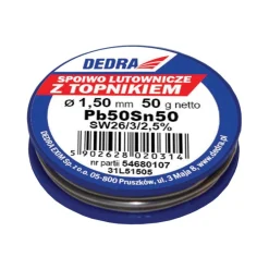 Lut z topnikiem, 1.5mm, 50g, 50%SN, Pb50Sn50 Dedra 31L51505