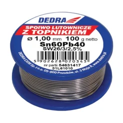 Lut z topnikiem, 1.0mm, 100g, 60%SN, Pb40Sn60 Dedra 31L61010