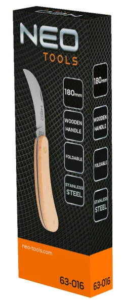 Nóż monterski sierpak, drewniane okładki Neo 63-016