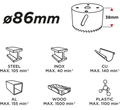 Otwornica bi-metalowa 86mm Graphite 57H913