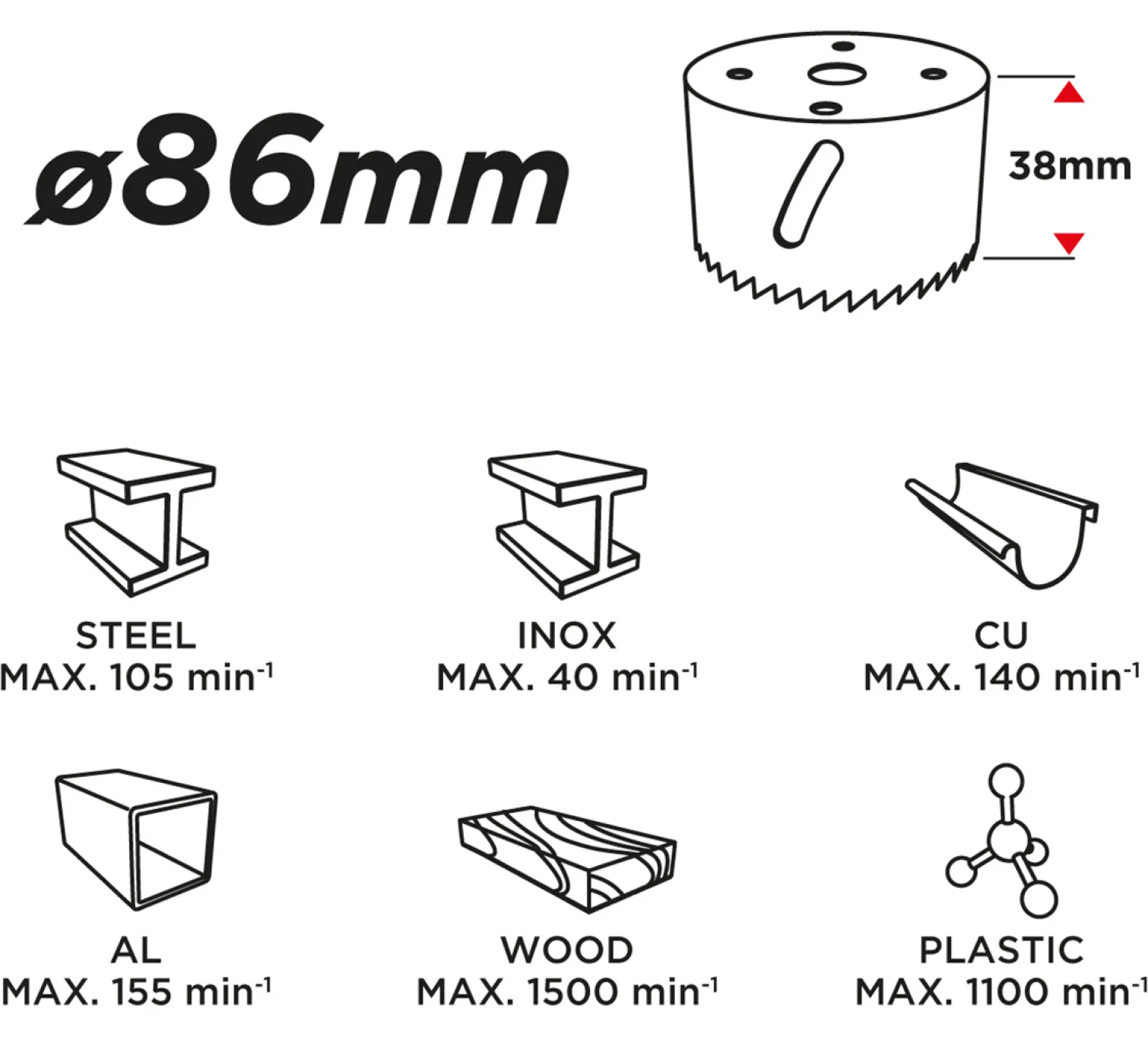 Otwornica bi-metalowa 86mm Graphite 57H913