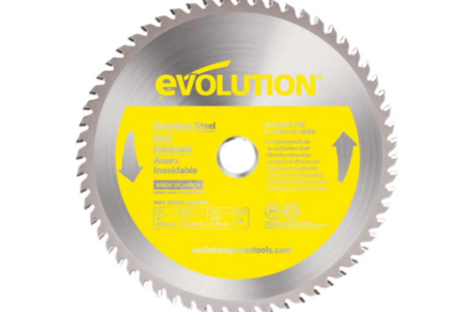 Piła widiowa TCT do cięcia stali nierdzewnej 230x25,4mm Z60 Evolution EVO-230-60-SN