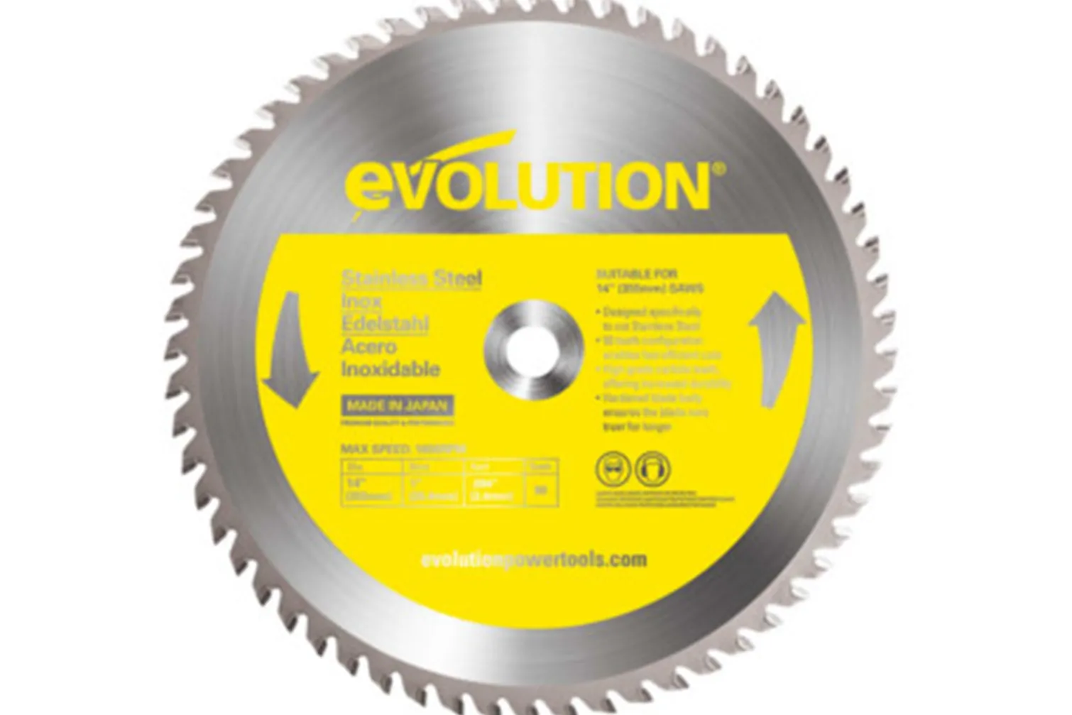Piła widiowa TCT do cięcia stali nierdzewnej 355x25,4mm Z90 Evolution EVO-355-90-SN