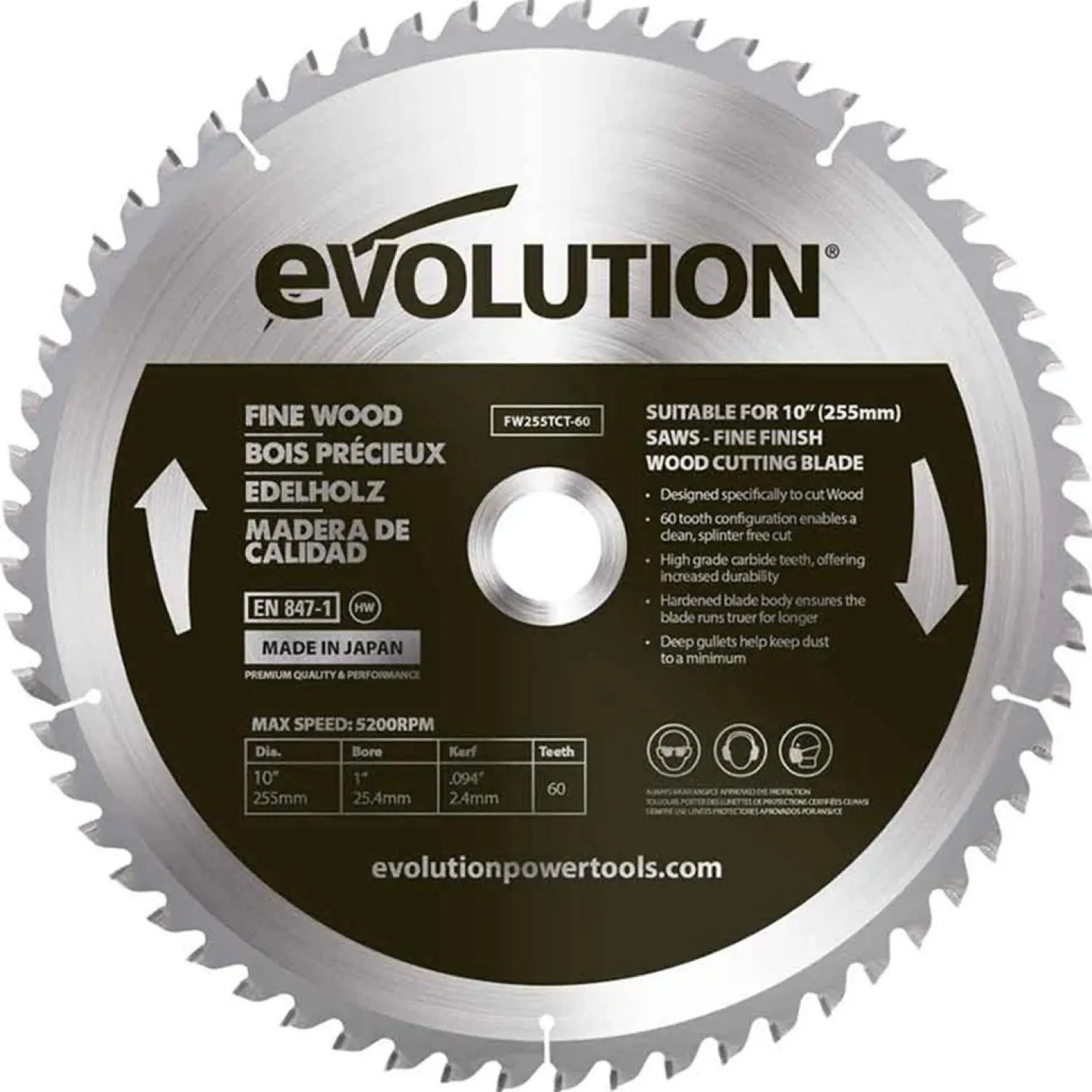 Piła zębata 255mm Evolution EVO-FW255TCT-60