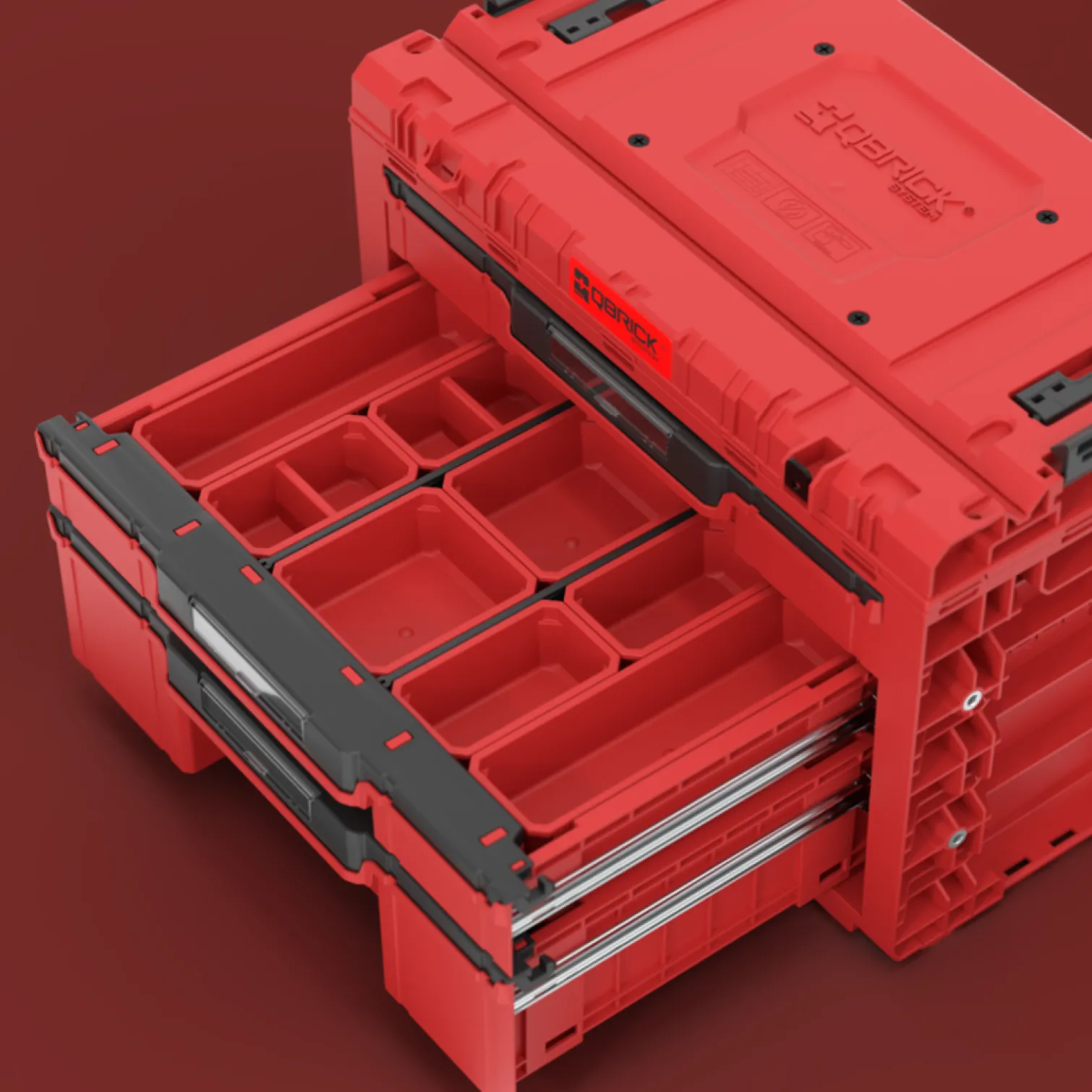 Skrzynka z szufladami Qbrick System PRIME DRAWER 3 TOOLBOX EXPERT RED Ultra HD Custom