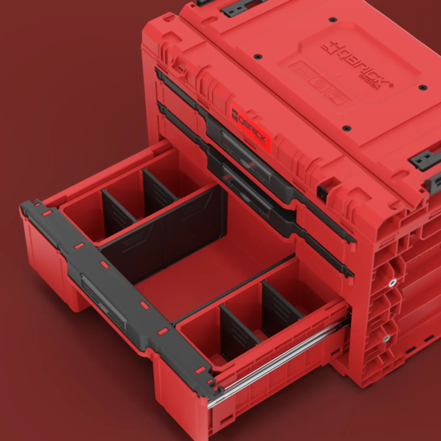 Skrzynka z szufladami Qbrick System PRIME DRAWER 3 TOOLBOX EXPERT RED Ultra HD Custom