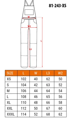 Spodnie robocze na szelkach Neo 81-243-XS