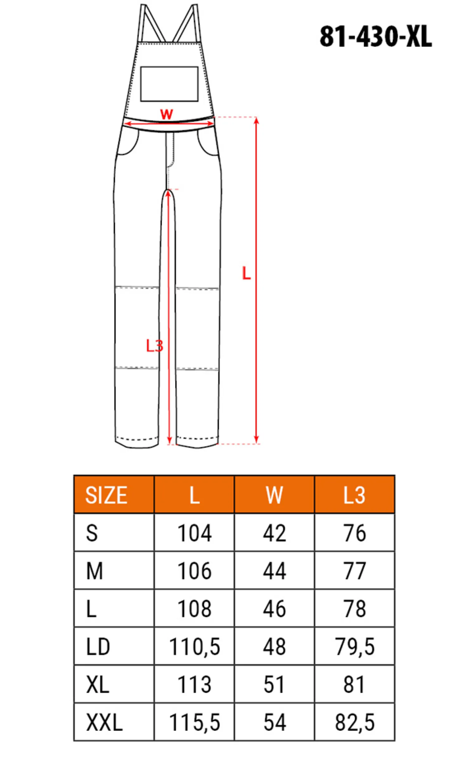 Spodnie robocze na szelkach XL/56 Neo 81-430-XL