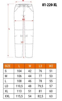 Spodnie robocze, rozmiar XL/56 Neo 81-220-XL