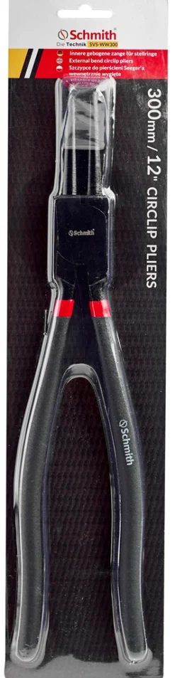 Szczypce do pierścieni seeger'a wewnętrzne wygięte 180mm Schmith SVS-WW-180