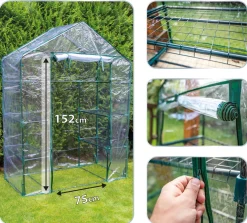 Szklarnia 143 x 73 x 195 cm, folia PVC, metalowa konstrukcja Neo 15-902