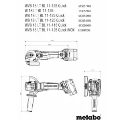Szlifierka kątowa Metabo W 18 LT BL 11-125 2x4.0Ah