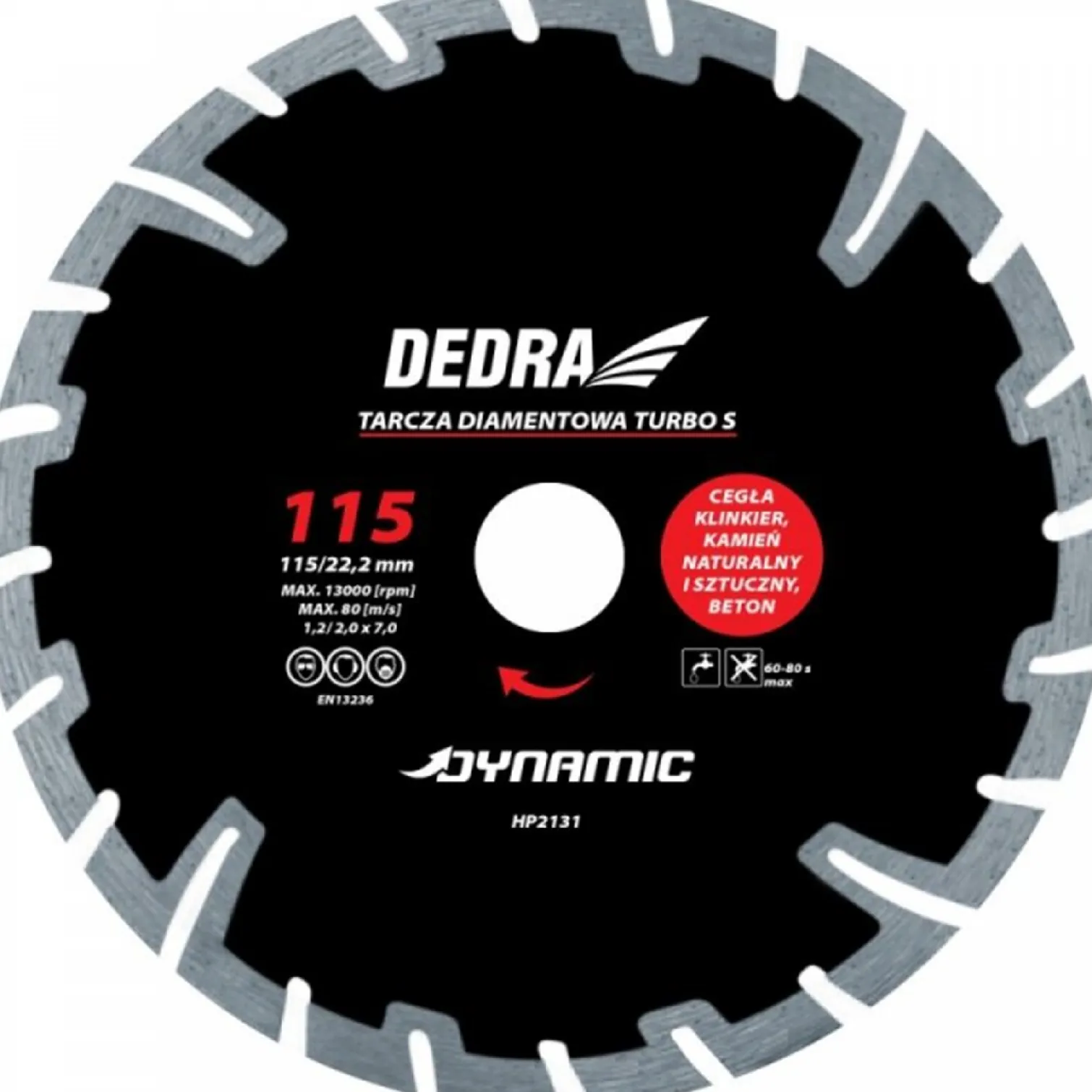Tarcza diamentowa TURBO S 230mm/22.2mm Dynamic Dedra HP2136