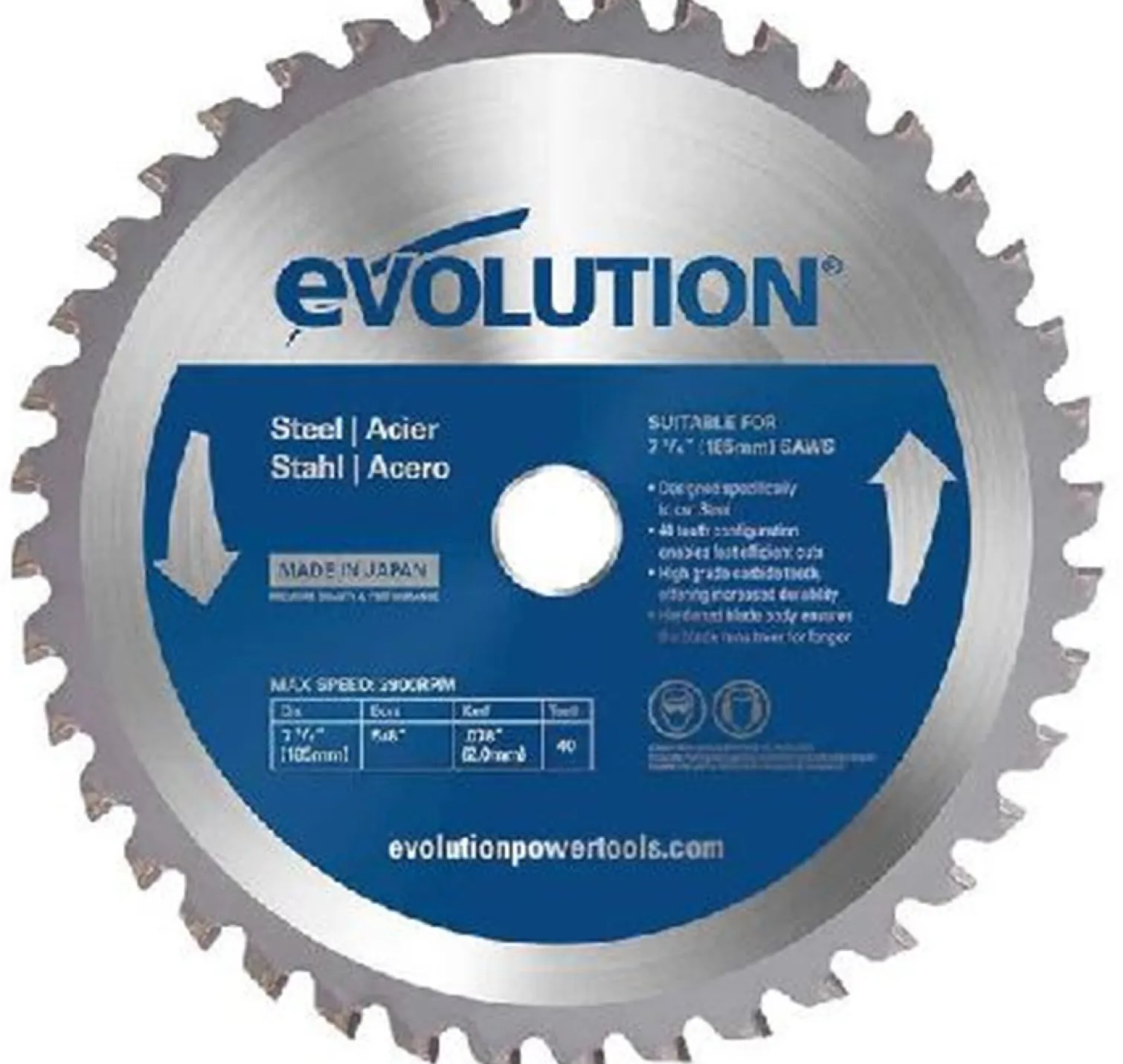 Tarcza do cięcia stali 185x20mm Evolution M185TCT-40CS