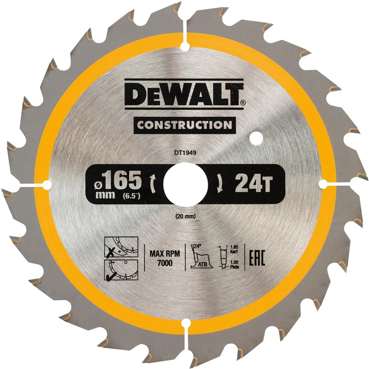 Tarcza pilarska 165x20mm 24T DeWalt DT1949-QZ