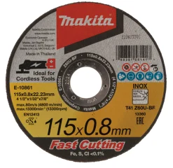 Tarcza tnąca Inox 115x0,8x22mm extra cienka Makita E-10861