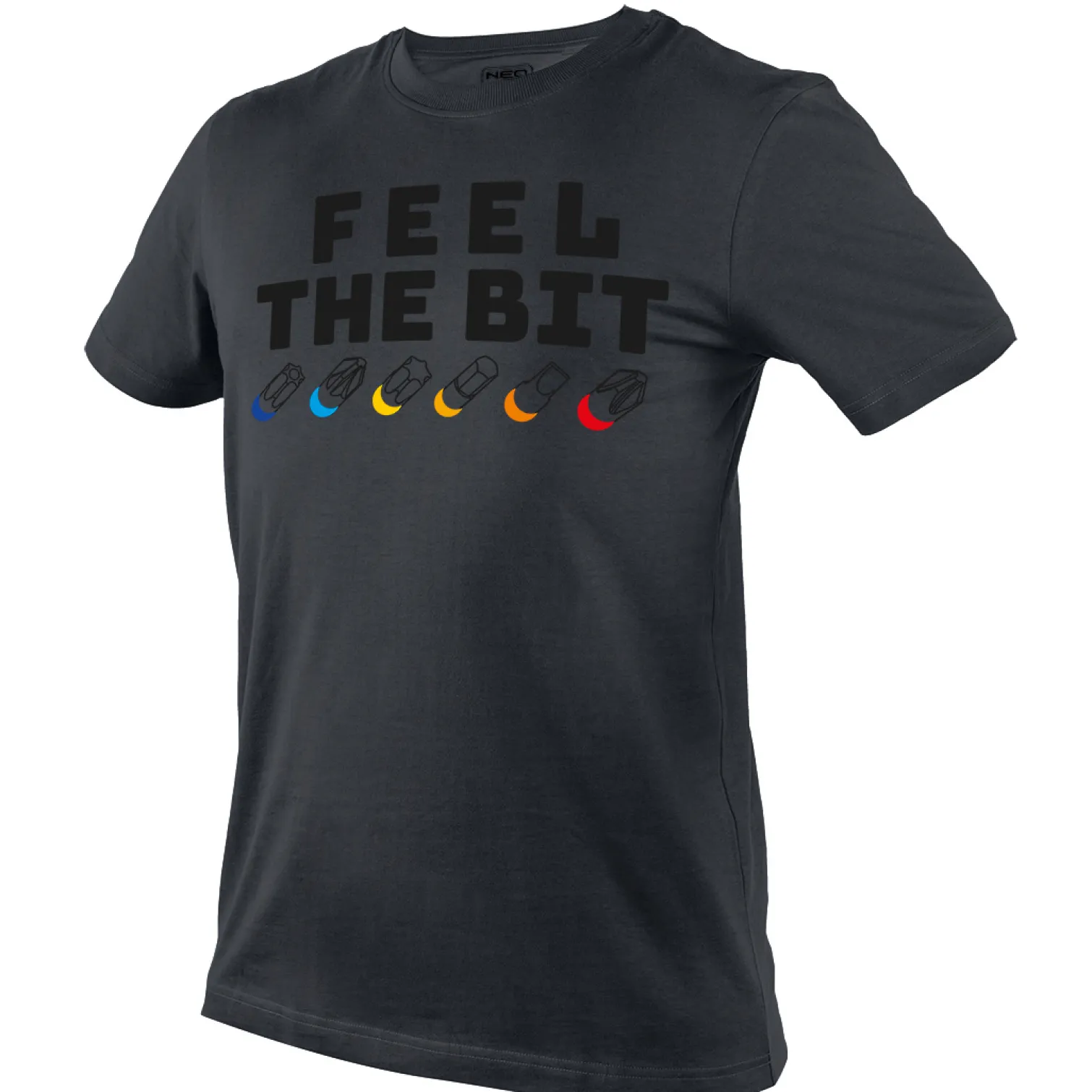 T-shirt z nadrukiem, FEEL THE BIT, rozmiar M Neo 81-641-M