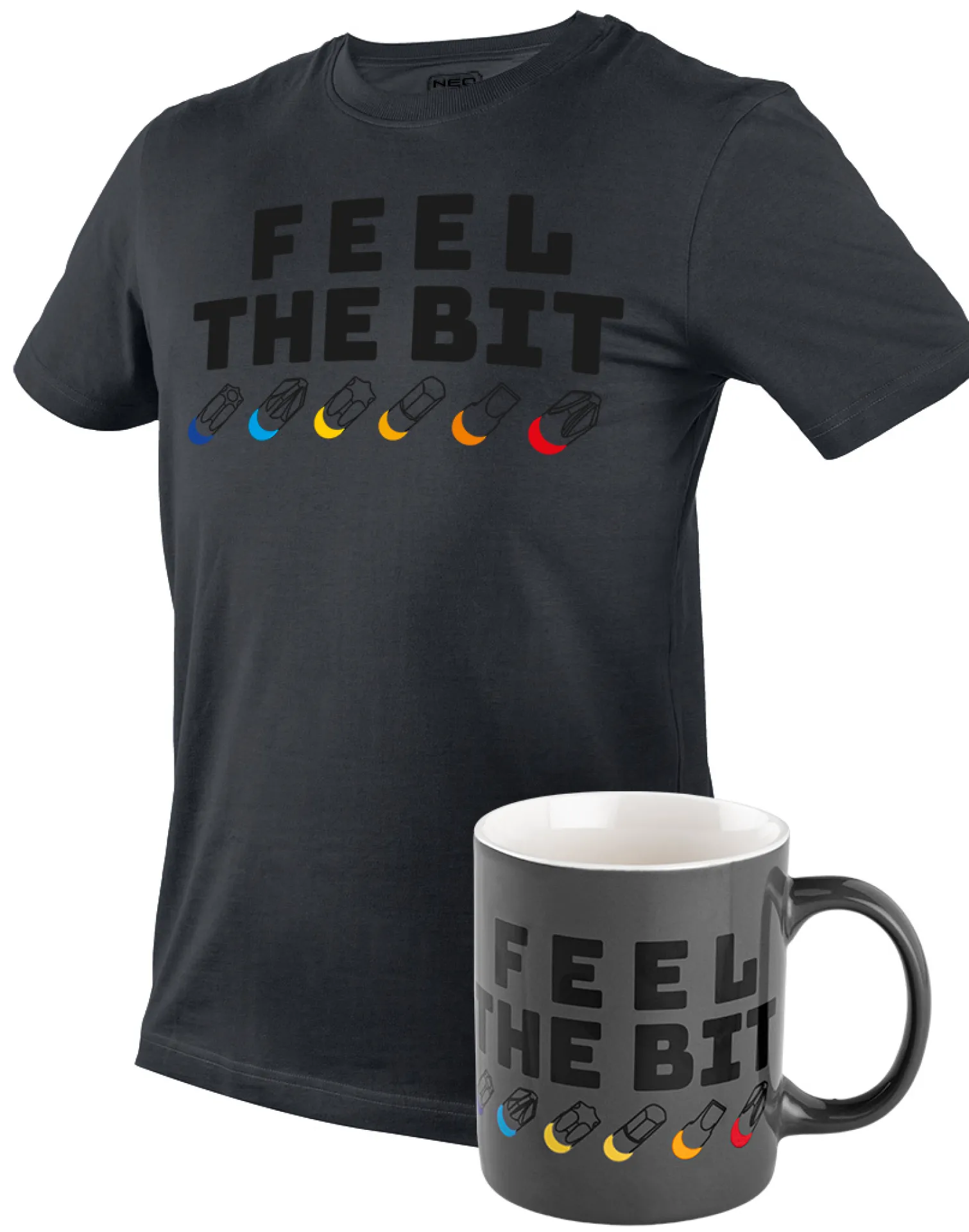 T-shirt z nadrukiem, FEEL THE BIT, rozmiar M Neo 81-641-M