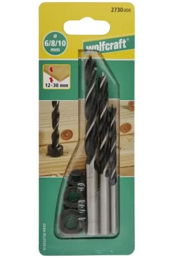 Wiertła do połączeń kołkowych 6, 8, 10 mm z ogranicznikami, 3szt. Wolfcraft WF2730000