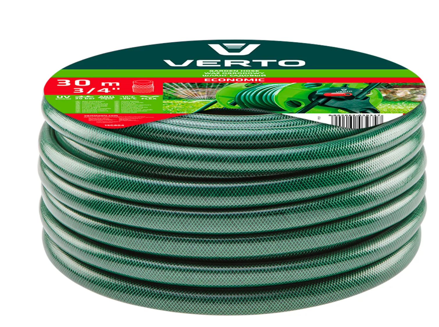 Wąż ogrodowy 30 m, 3/4"ECONOMIC, zielony Verto 15G804