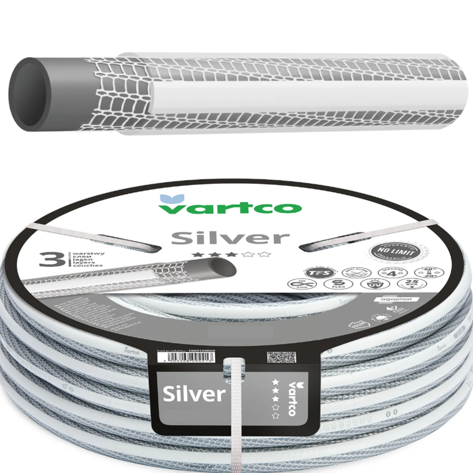 Wąż ogrodowy 1" 20 m 3-warstwowy Vartco SILVER TFS 1009100020