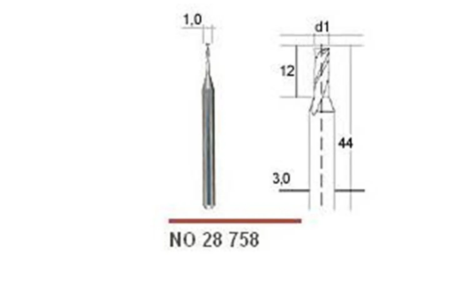 Wysokiej klasy frez wykonany ze stali HM o średnicy 1mm Proxxon PR28758