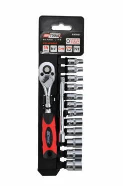 Zestaw kluczy nasadowych 1/4" z grzechotką, 14 elementów Awtools AW39011BL