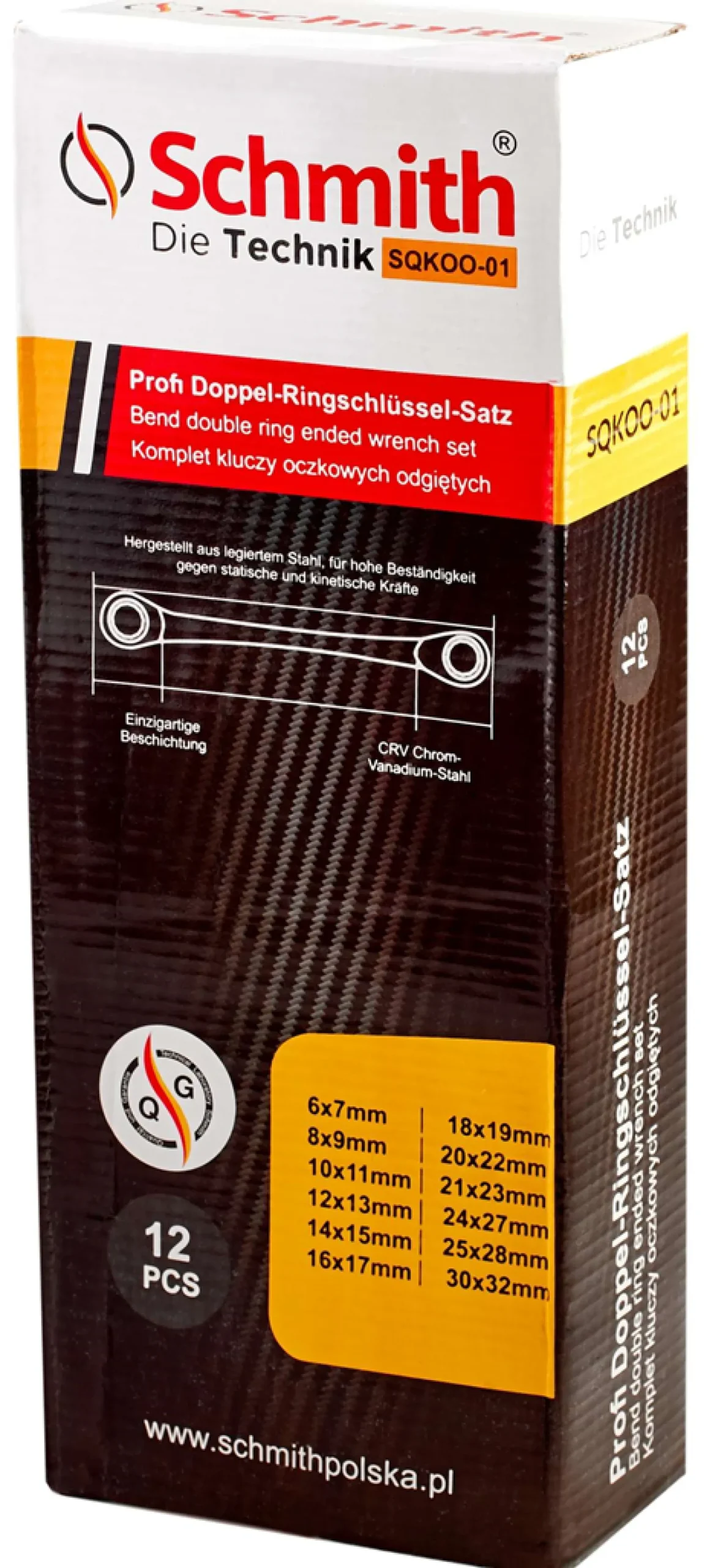 Zestaw kluczy oczkowych odgiętych 12szt. Schmith SQKOO-01